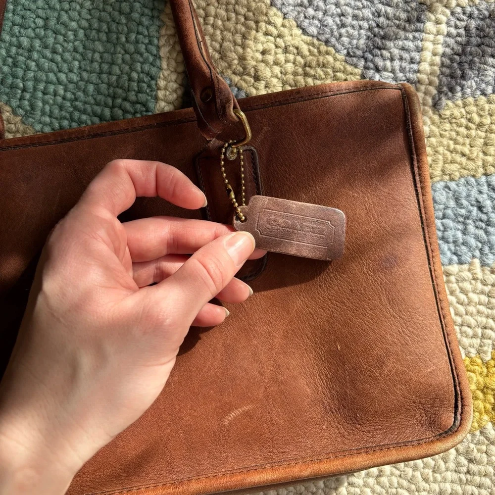 Coach Brown Leather Handbag with Strap - Picture 5 of 8